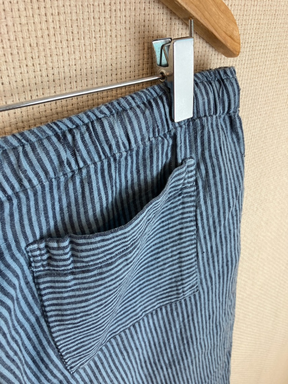 Alex Crane Bo Pants Linen Blue Stripe Drawstring Waist XL NWT - Picture 6 of 11